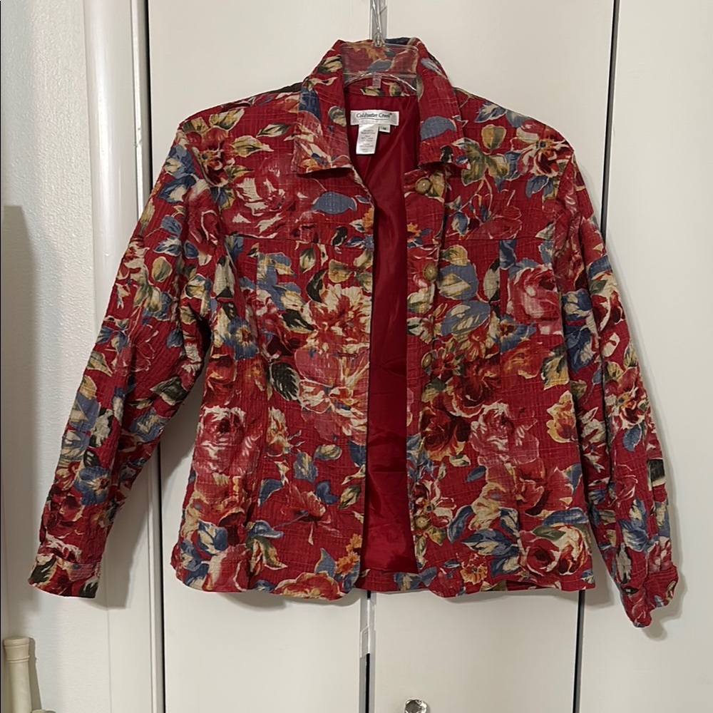 Coldwater Creek Floral Red Floral Women's Jacket